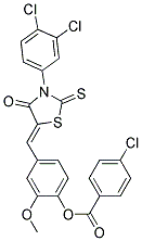 4-{(Z)-[3-(3,4-DICHLOROPHENYL)-4-OXO-2-THIOXO-1,3-THIAZOLIDIN-5-YLIDENE]METHYL}-2-METHOXYPHENYL 4-CHLOROBENZOATE Struktur