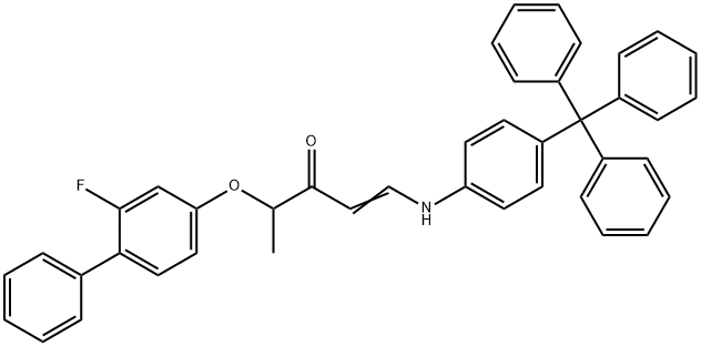 (E)-4-[(2-FLUORO[1,1'-BIPHENYL]-4-YL)OXY]-1-(4-TRITYLANILINO)-1-PENTEN-3-ONE Struktur