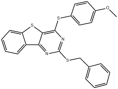 2-(BENZYLSULFANYL)-4-[(4-METHOXYPHENYL)SULFANYL][1]BENZOTHIENO[3,2-D]PYRIMIDINE Struktur