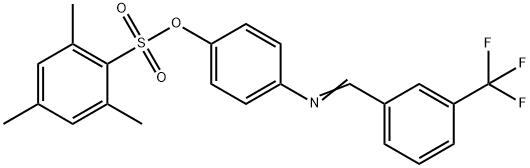 4-(([3-(TRIFLUOROMETHYL)PHENYL]METHYLENE)AMINO)PHENYL 2,4,6-TRIMETHYLBENZENESULFONATE Struktur