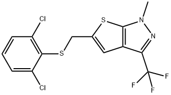 2,6-DICHLOROPHENYL [1-METHYL-3-(TRIFLUOROMETHYL)-1H-THIENO[2,3-C]PYRAZOL-5-YL]METHYL SULFIDE Struktur