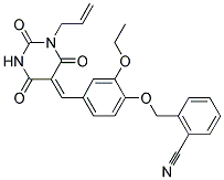 (Z)-2-((4-((3-ALLYL-2,4,6-TRIOXO-TETRAHYDROPYRIMIDIN-5(6H)-YLIDENE)METHYL)-2-ETHOXYPHENYLALLYL-2,4,6-TRIOXO-TETRAHYDROPYRIMIDIN-5(6H)-YLIDENE)METHYL)-2-ETHOXYPHENOXY)METHYL)BENZONITRILE Struktur