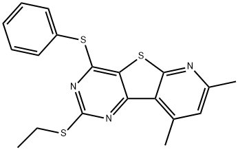 2-(ETHYLSULFANYL)-7,9-DIMETHYL-4-(PHENYLSULFANYL)PYRIDO[3',2':4,5]THIENO[3,2-D]PYRIMIDINE Struktur