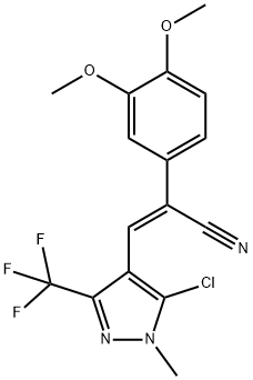 (Z)-3-[5-CHLORO-1-METHYL-3-(TRIFLUOROMETHYL)-1H-PYRAZOL-4-YL]-2-(3,4-DIMETHOXYPHENYL)-2-PROPENENITRILE Struktur