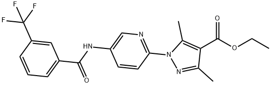 ETHYL 3,5-DIMETHYL-1-(5-([3-(TRIFLUOROMETHYL)BENZOYL]AMINO)-2-PYRIDINYL)-1H-PYRAZOLE-4-CARBOXYLATE Struktur