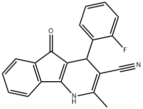 4-(2-FLUOROPHENYL)-2-METHYL-5-OXO-4,5-DIHYDRO-1H-INDENO[1,2-B]PYRIDINE-3-CARBONITRILE Struktur