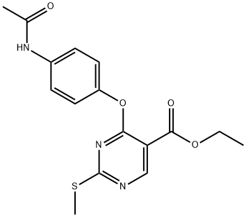 ETHYL 4-[4-(ACETYLAMINO)PHENOXY]-2-(METHYLSULFANYL)-5-PYRIMIDINECARBOXYLATE Struktur