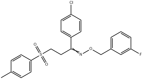 1-(4-CHLOROPHENYL)-3-[(4-METHYLPHENYL)SULFONYL]-1-PROPANONE O-(3-FLUOROBENZYL)OXIME Struktur