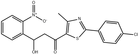 1-[2-(4-CHLOROPHENYL)-4-METHYL-1,3-THIAZOL-5-YL]-3-HYDROXY-3-(2-NITROPHENYL)-1-PROPANONE Struktur