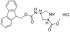 (2S,4S)-4-[(FLUORENE-9-YLMETHOXY)CARBONYLAMINO]PYRROLIDINE-2-METHYLCARBOXYLATE HYDROCHLORIDE Struktur