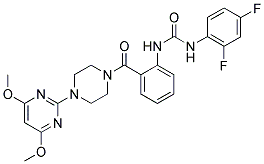 N-(2,4-DIFLUOROPHENYL)-N'-[2-((4-(4,6-DIMETHOXYPYRIMIDIN-2-YL)PIPERAZIN-1-YL)CARBONYL)PHENYL]UREA Struktur