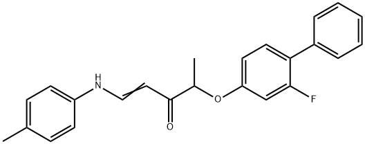 (E)-4-[(2-FLUORO[1,1'-BIPHENYL]-4-YL)OXY]-1-(4-TOLUIDINO)-1-PENTEN-3-ONE Struktur