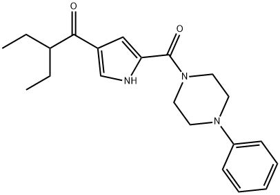 2-ETHYL-1-(5-[(4-PHENYLPIPERAZINO)CARBONYL]-1H-PYRROL-3-YL)-1-BUTANONE Struktur