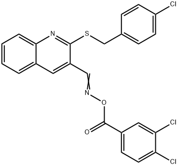 2-[(4-CHLOROBENZYL)SULFANYL]-3-(([(3,4-DICHLOROBENZOYL)OXY]IMINO)METHYL)QUINOLINE Struktur