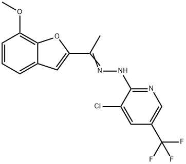 1-(7-METHOXY-1-BENZOFURAN-2-YL)-1-ETHANONE N-[3-CHLORO-5-(TRIFLUOROMETHYL)-2-PYRIDINYL]HYDRAZONE Struktur