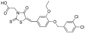 ((5E)-5-{4-[(3,4-DICHLOROBENZYL)OXY]-3-ETHOXYBENZYLIDENE}-4-OXO-2-THIOXO-1,3-THIAZOLIDIN-3-YL)ACETIC ACID Struktur