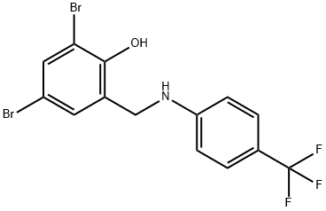 2,4-DIBROMO-6-([4-(TRIFLUOROMETHYL)ANILINO]METHYL)BENZENOL Struktur