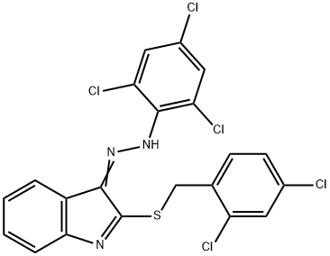 2-[(2,4-DICHLOROBENZYL)SULFANYL]-3H-INDOL-3-ONE N-(2,4,6-TRICHLOROPHENYL)HYDRAZONE Struktur