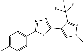 2-(4-METHYLPHENYL)-5-[1-METHYL-3-(TRIFLUOROMETHYL)-1H-PYRAZOL-4-YL]-1,3,4-OXADIAZOLE Struktur