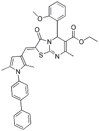 (Z)-ETHYL 2-((1-(BIPHENYL-4-YL)-2,5-DIMETHYL-1H-PYRROL-3-YL)METHYLENE)-5-(2-METHOXYPHENYL)-7-METHYL-3-OXO-3,5-DIHYDRO-2H-THIAZOLO[3,2-A]PYRIMIDINE-6-CARBOXYLATE Struktur