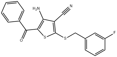 4-AMINO-5-BENZOYL-2-[(3-FLUOROBENZYL)SULFANYL]-3-THIOPHENECARBONITRILE Struktur