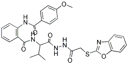 N-(1-(2-(2-(BENZO[D]OXAZOL-2-YLTHIO)ACETYL)HYDRAZINYL)-3-METHYL-1-OXOBUTAN-2-YL)-2-(4-METHOXYBENZAMIDO)BENZAMIDE Struktur