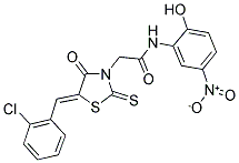 2-[(5Z)-5-(2-CHLOROBENZYLIDENE)-4-OXO-2-THIOXO-1,3-THIAZOLIDIN-3-YL]-N-(2-HYDROXY-5-NITROPHENYL)ACETAMIDE Struktur