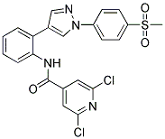 2,6-DICHLORO-N-[2-(1-(4-(METHYLSULPHONYL)PHENYL)-1H-PYRAZOL-4-YL)PHENYL]PYRIDINE-4-CARBOXAMIDE Struktur