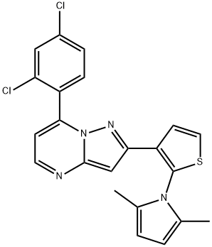 7-(2,4-DICHLOROPHENYL)-2-[2-(2,5-DIMETHYL-1H-PYRROL-1-YL)-3-THIENYL]PYRAZOLO[1,5-A]PYRIMIDINE Struktur