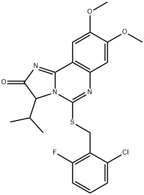 5-[(2-CHLORO-6-FLUOROBENZYL)SULFANYL]-3-ISOPROPYL-8,9-DIMETHOXYIMIDAZO[1,2-C]QUINAZOLIN-2(3H)-ONE Struktur