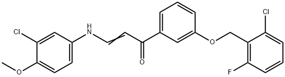 (E)-1-(3-[(2-CHLORO-6-FLUOROBENZYL)OXY]PHENYL)-3-(3-CHLORO-4-METHOXYANILINO)-2-PROPEN-1-ONE Struktur