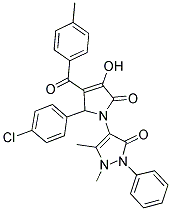 4-(2-(4-CHLOROPHENYL)-4-HYDROXY-3-(4-METHYLBENZOYL)-5-OXO-2H-PYRROL-1(5H)-YL)-1,5-DIMETHYL-2-PHENYL-1,2-DIHYDROPYRAZOL-3-ONE Struktur