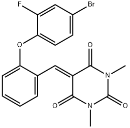 5-([2-(4-BROMO-2-FLUOROPHENOXY)PHENYL]METHYLENE)-1,3-DIMETHYL-2,4,6(1H,3H,5H)-PYRIMIDINETRIONE Struktur