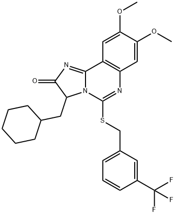 3-(CYCLOHEXYLMETHYL)-8,9-DIMETHOXY-5-([3-(TRIFLUOROMETHYL)BENZYL]SULFANYL)IMIDAZO[1,2-C]QUINAZOLIN-2(3H)-ONE Struktur