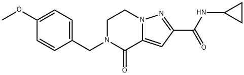 N-CYCLOPROPYL-5-(4-METHOXYBENZYL)-4-OXO-4,5,6,7-TETRAHYDROPYRAZOLO[1,5-A]PYRAZINE-2-CARBOXAMIDE Struktur