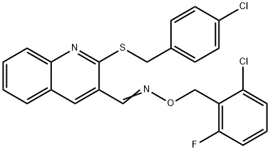 2-[(4-CHLOROBENZYL)SULFANYL]-3-QUINOLINECARBALDEHYDE O-(2-CHLORO-6-FLUOROBENZYL)OXIME Struktur