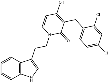 3-(2,4-DICHLOROBENZYL)-4-HYDROXY-1-[2-(1H-INDOL-3-YL)ETHYL]-2(1H)-PYRIDINONE Struktur