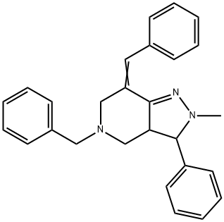 5-BENZYL-2-METHYL-3-PHENYL-7-[(E)-PHENYLMETHYLIDENE]-3,3A,4,5,6,7-HEXAHYDRO-2H-PYRAZOLO[4,3-C]PYRIDINE Struktur