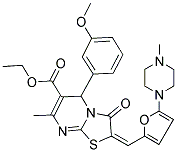 (E)-ETHYL 5-(3-METHOXYPHENYL)-7-METHYL-2-((5-(4-METHYLPIPERAZIN-1-YL)FURAN-2-YL)METHYLENE)-3-OXO-3,5-DIHYDRO-2H-THIAZOLO[3,2-A]PYRIMIDINE-6-CARBOXYLATE Struktur