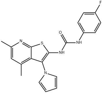 N-[4,6-DIMETHYL-3-(1H-PYRROL-1-YL)THIENO[2,3-B]PYRIDIN-2-YL]-N'-(4-FLUOROPHENYL)UREA Struktur