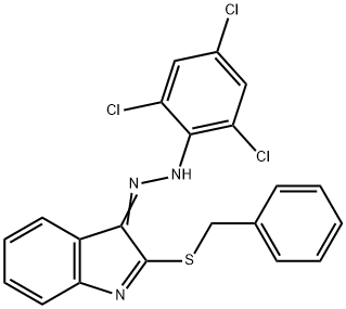 2-(BENZYLSULFANYL)-3H-INDOL-3-ONE N-(2,4,6-TRICHLOROPHENYL)HYDRAZONE Struktur