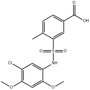 3-(5-CHLORO-2,4-DIMETHOXY-PHENYLSULFAMOYL)-4-METHYL-BENZOIC ACID Struktur