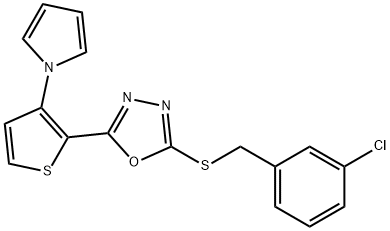 2-[(3-CHLOROBENZYL)SULFANYL]-5-[3-(1H-PYRROL-1-YL)-2-THIENYL]-1,3,4-OXADIAZOLE Struktur