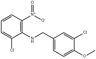 2-CHLORO-N-(3-CHLORO-4-METHOXYBENZYL)-6-NITROANILINE Struktur