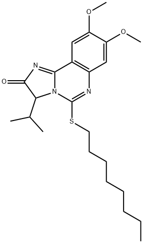 3-ISOPROPYL-8,9-DIMETHOXY-5-(OCTYLSULFANYL)IMIDAZO[1,2-C]QUINAZOLIN-2(3H)-ONE Struktur