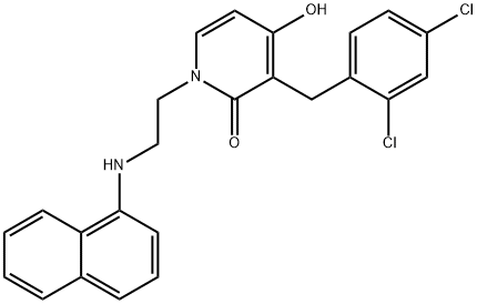 3-(2,4-DICHLOROBENZYL)-4-HYDROXY-1-[2-(1-NAPHTHYLAMINO)ETHYL]-2(1H)-PYRIDINONE Struktur