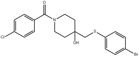 (4-([(4-BROMOPHENYL)SULFANYL]METHYL)-4-HYDROXYPIPERIDINO)(4-CHLOROPHENYL)METHANONE Struktur