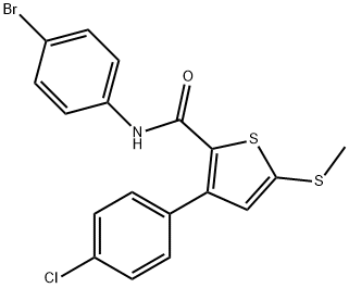 N-(4-BROMOPHENYL)-3-(4-CHLOROPHENYL)-5-(METHYLSULFANYL)-2-THIOPHENECARBOXAMIDE Struktur