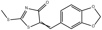 5-[(E)-1,3-BENZODIOXOL-5-YLMETHYLIDENE]-2-(METHYLSULFANYL)-1,3-THIAZOL-4(5H)-ONE Struktur