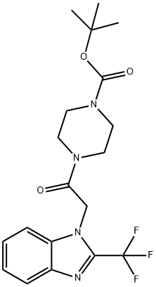 TERT-BUTYL 4-(2-[2-(TRIFLUOROMETHYL)-1H-1,3-BENZIMIDAZOL-1-YL]ACETYL)TETRAHYDRO-1(2H)-PYRAZINECARBOXYLATE Struktur